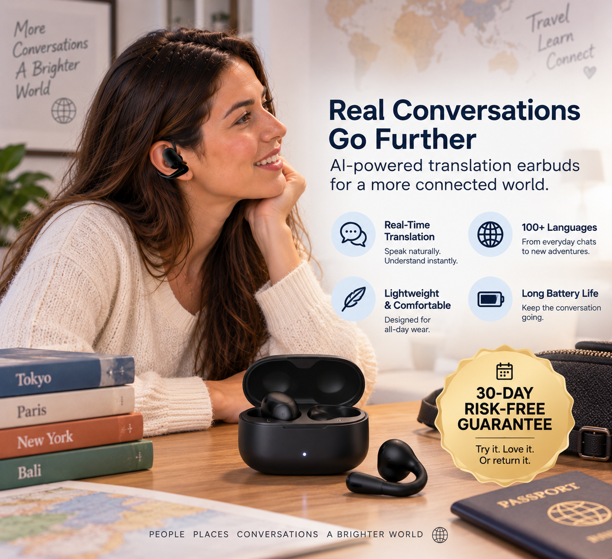 3-in-1 AI Translator Earbuds