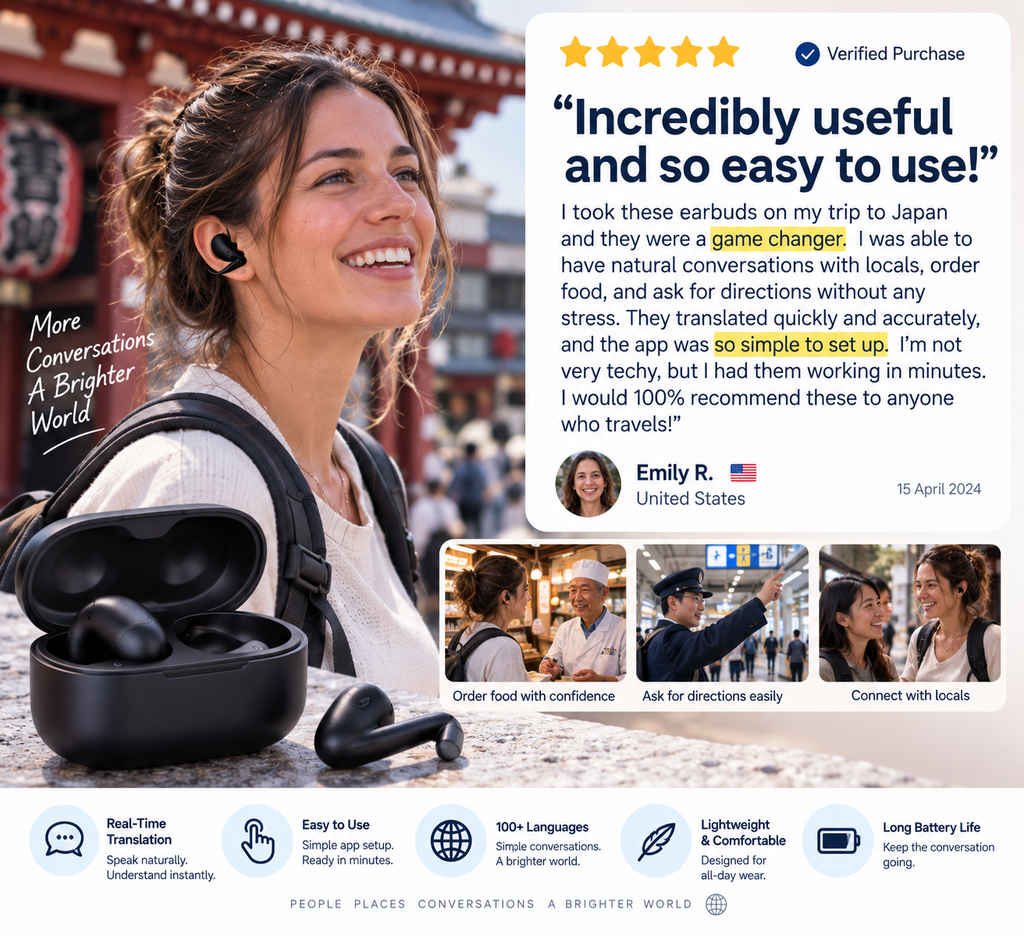3-in-1 AI Translator Earbuds